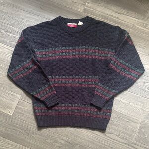 Grenadier | Men's Acrylic and Wool Blend Black and Red Patterned Sweater Size M